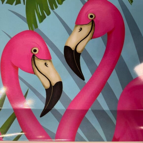 Noteworthy Flamingos and Palm Trees Tropical Melamine 15”x11” Serving Tray EUC - Picture 2 of 6